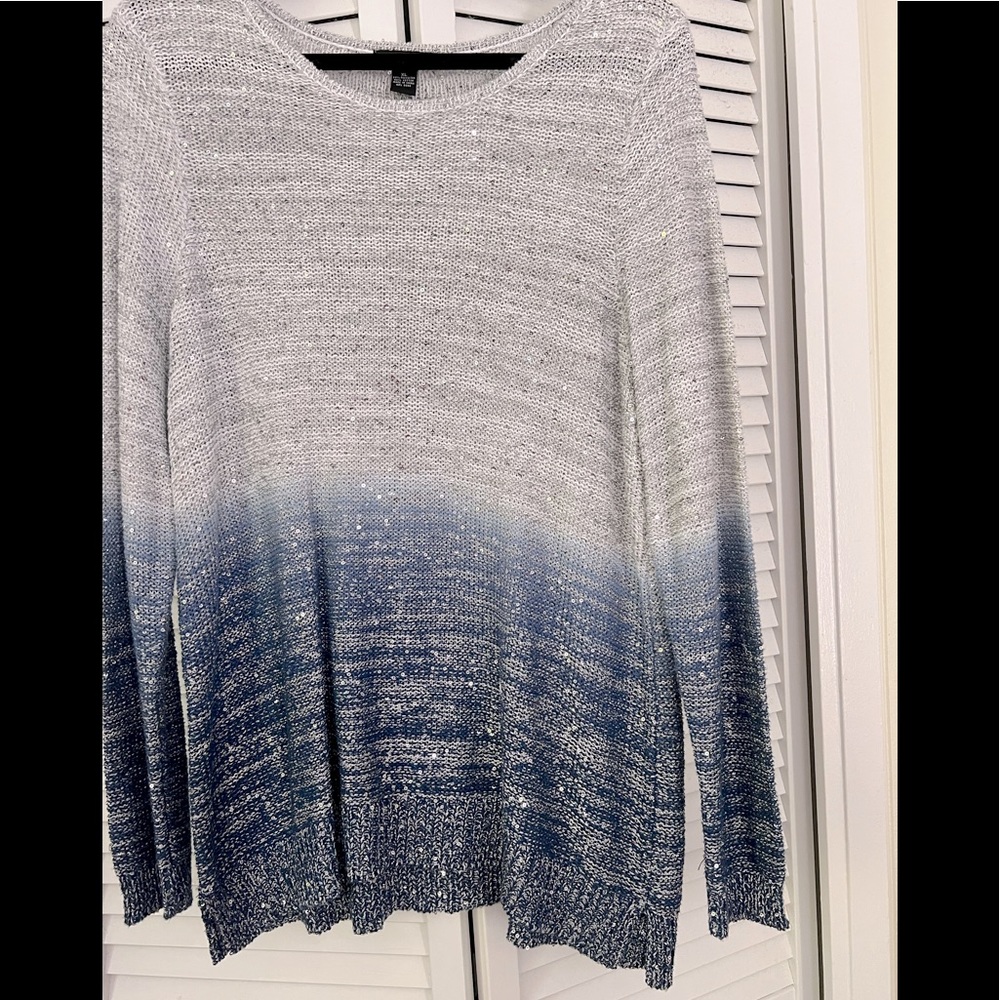 Alfani XL Silver/Blue Ombré Sparkle Sweater